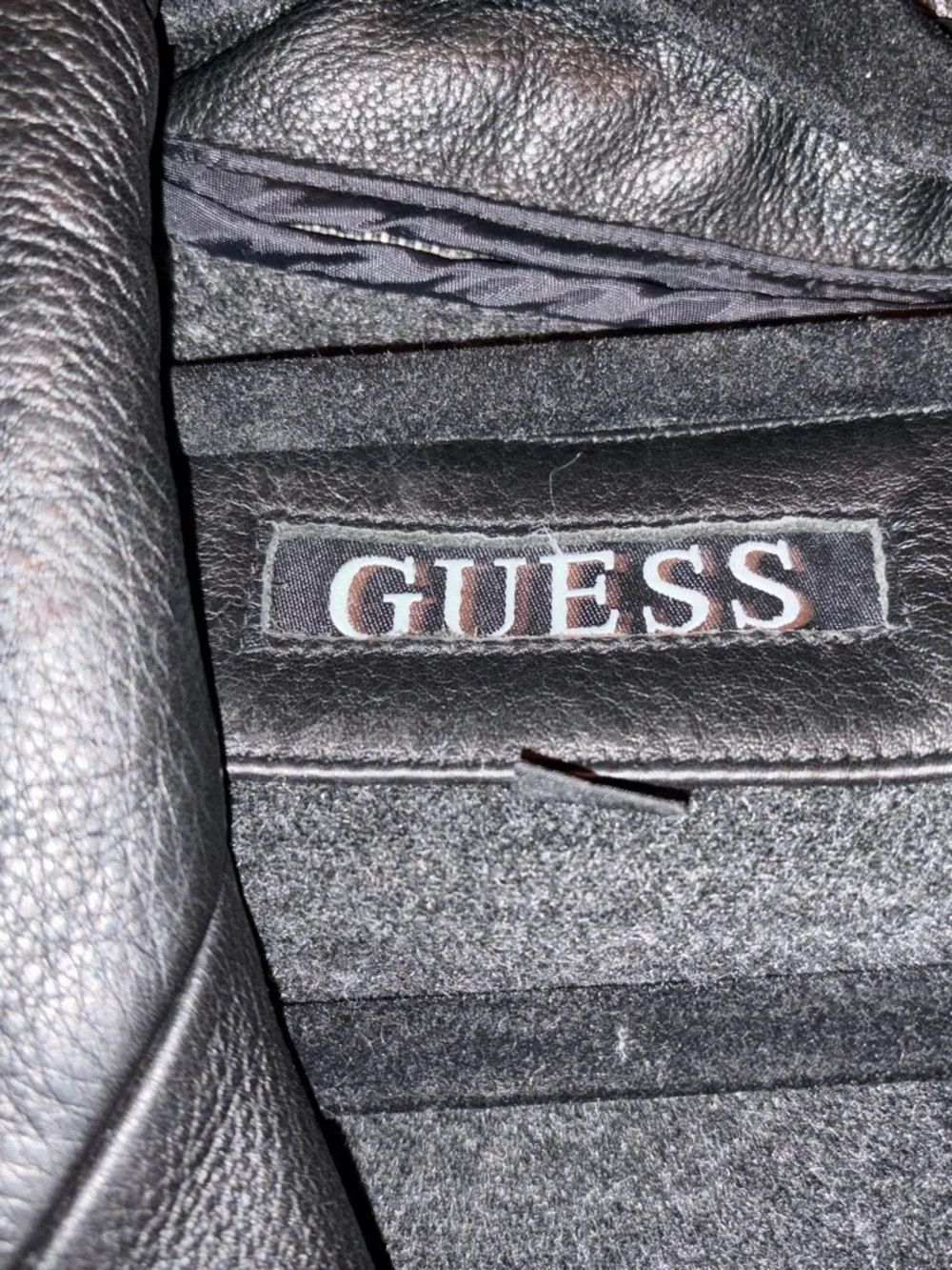 Guess Men's Black Leather Coat